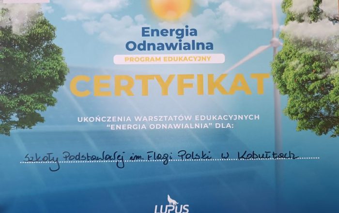 Warsztaty energii odnawialnej - certyfikat