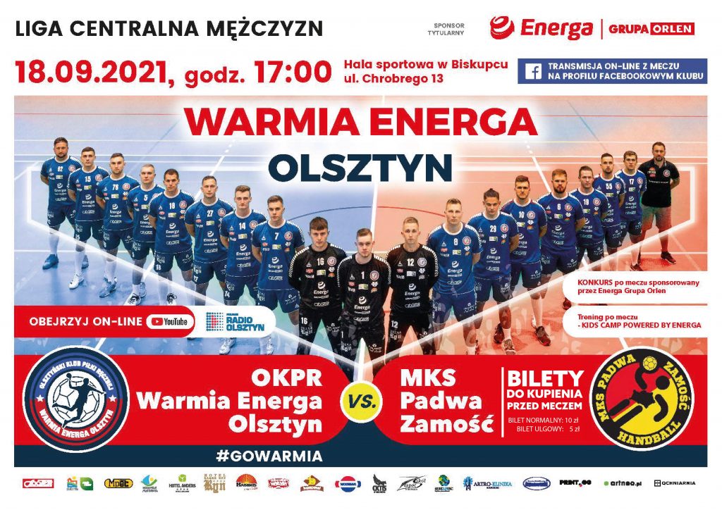 plakat mecz Warmia Energa Olsztyn